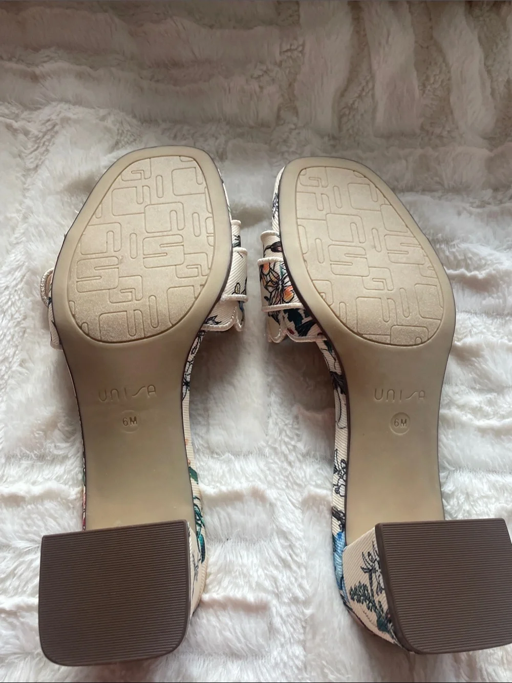 Unisa Cream Floral Buckle Scalloped Mules - Picture 4 of 4